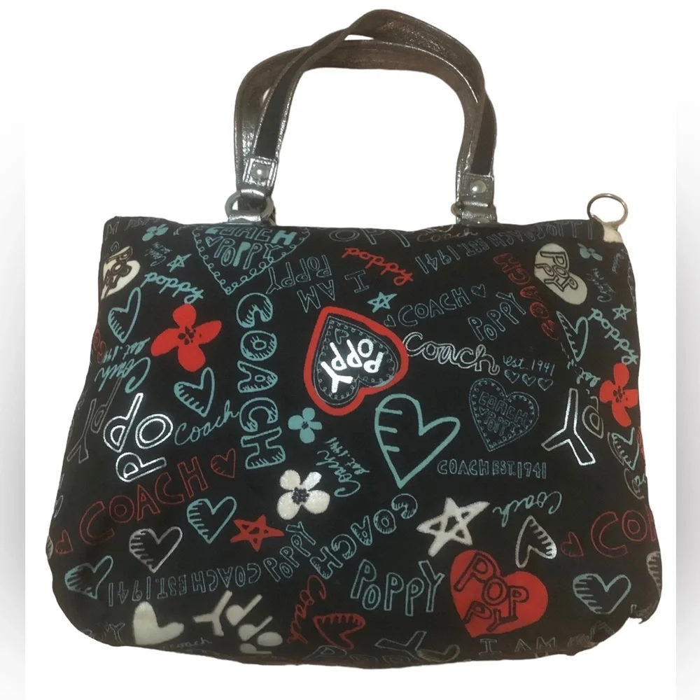 Coach Poppy Black Multicolor Tote